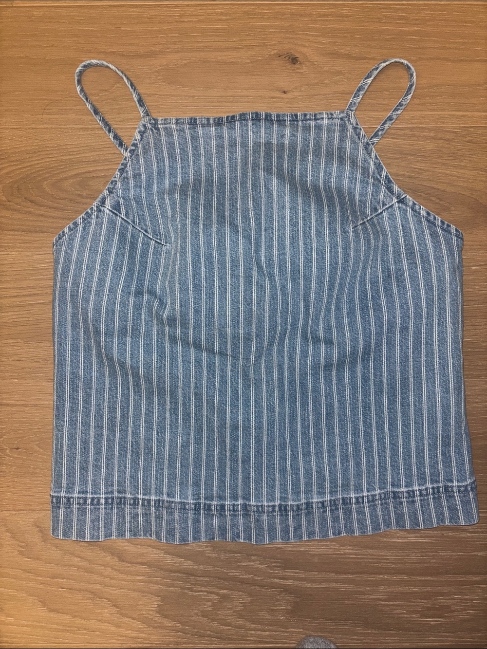 A&F Bra-Free Linen-Blend Denim Tie-Back Cami XS - Picture 4 of 6